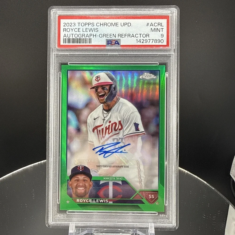 2023 Royce Lewis Topps Chrome Update green Refractor Auto /99 PSA 9